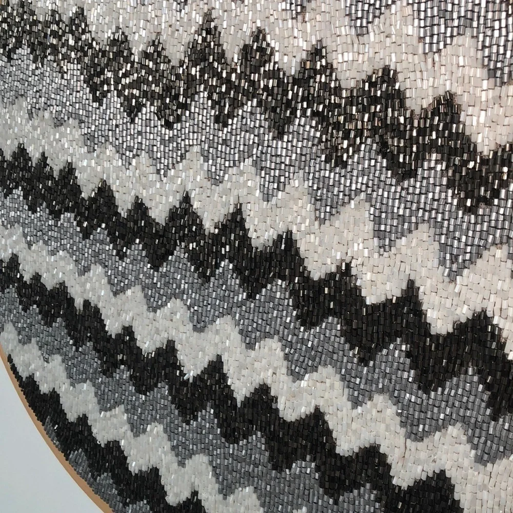 HANDMADE | Handmade Shimmer Bead 13” Round Wall Hanging Chain Tapestry.